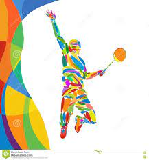 Modèle Coloré Abstrait Avec Le Joueur De Badminton Illustration de Vecteur  - Illustration du présentation, feuillet: 75985775